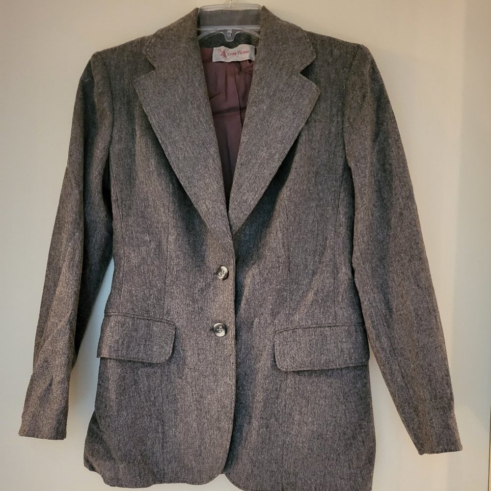Evan Picone Grey Tailored Jacket Vintage 100% Wool